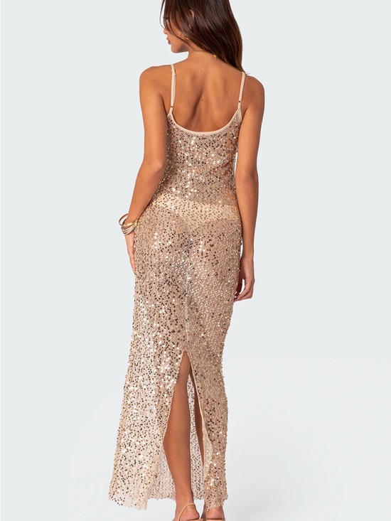 Dresses & Skirts - Sequin Slip Maxi Dress in Champagne